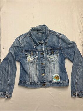 Clash  Blue Denim Jean Jacket with Distressed Details 0791